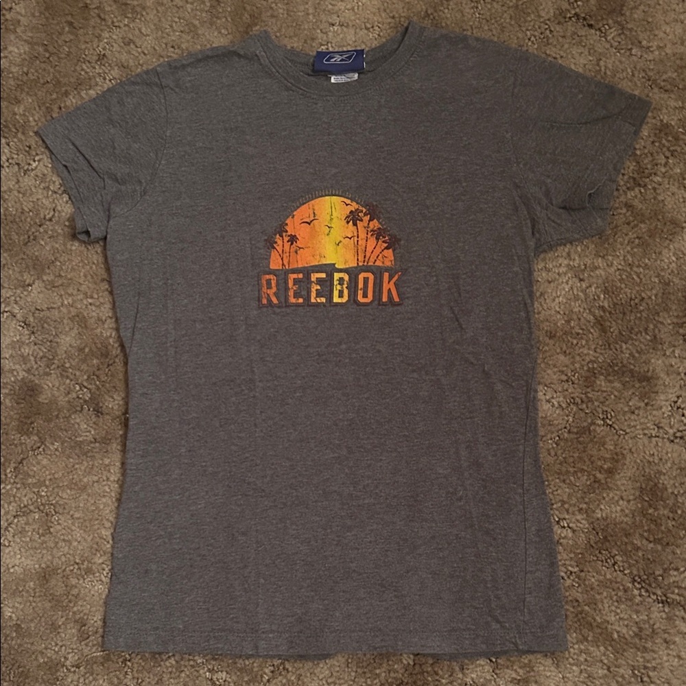 Reebok Charcoal Tee with Sunset Orange Design
